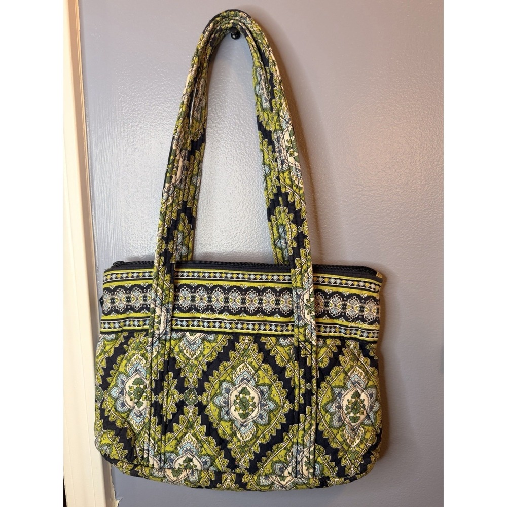 Green, Blue | Vera Bradley | Quilted Tote | Zippered Top | Lightweight | Small